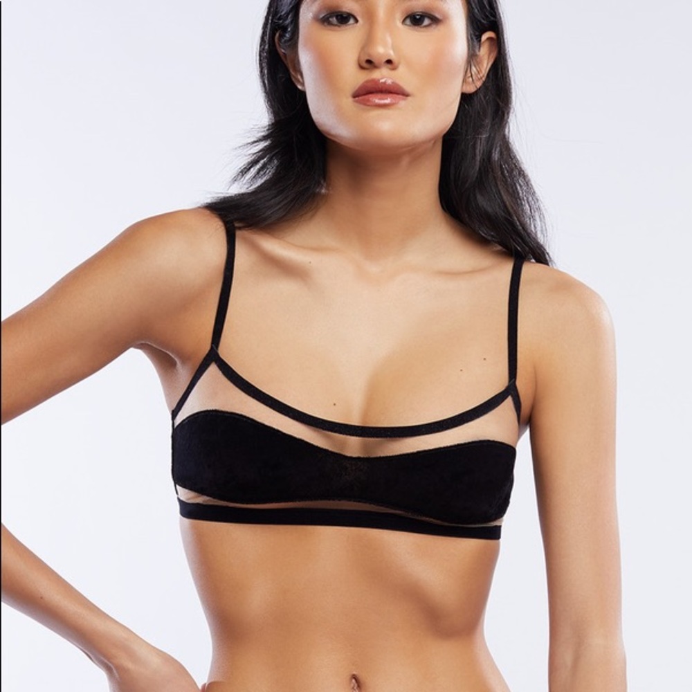 Black Velvet Mesh Bralette